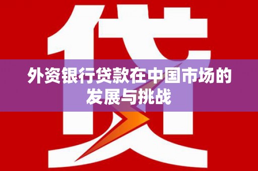 启东外资银行贷款在中国市场的发展与挑战