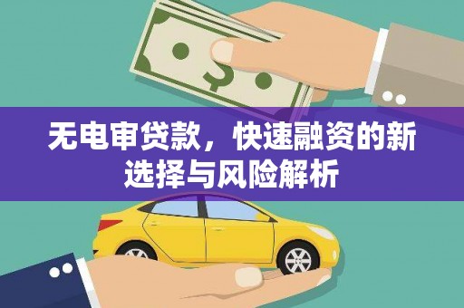 启东无电审贷款，快速融资的新选择与风险解析