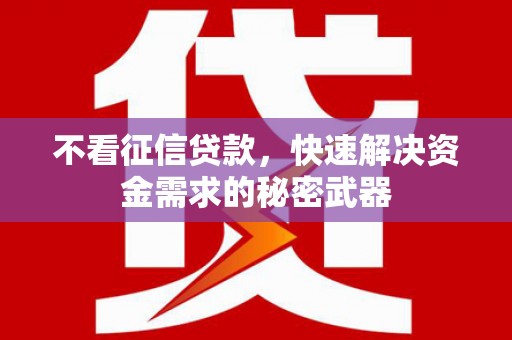 启东不看征信贷款，快速解决资金需求的秘密武器