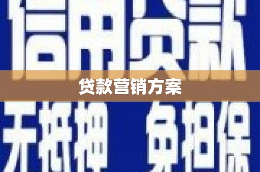 启东贷款营销方案