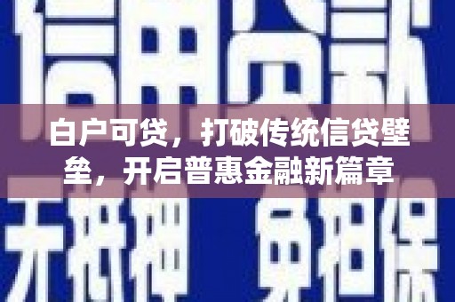 启东白户可贷，打破传统信贷壁垒，开启普惠金融新篇章